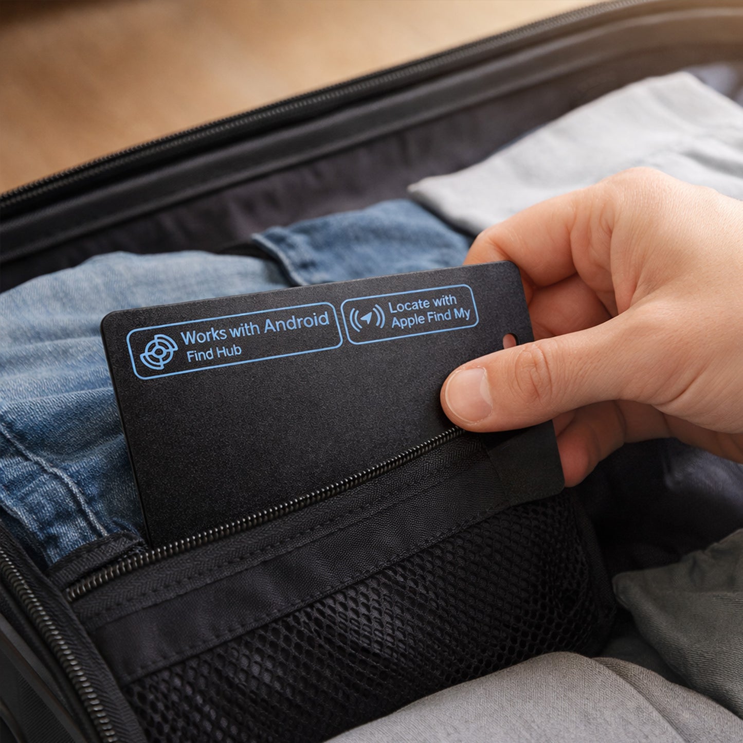 Tarjeta localizadora ultrafina recargable para Iphone y Android